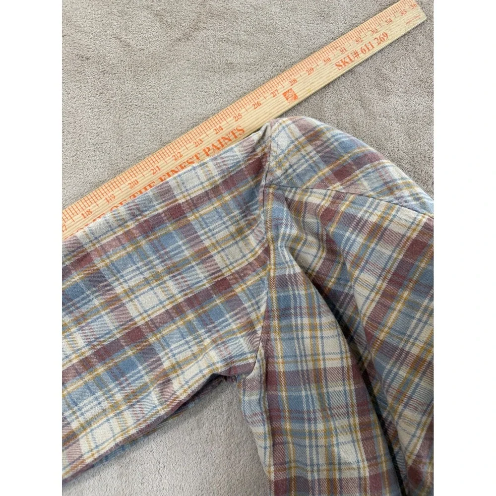 Katin Flannel Shirt Men's Size‎ LG Blue/Orange/Cream Long Sleeve 100% cotton EUC